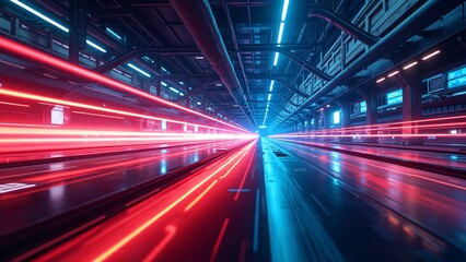 High-tech background with dynamic light trails and vibrant colors