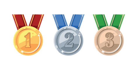 gold, silver and gold medal vector collection