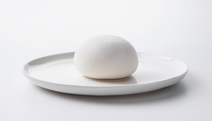 Mochi on white plate with white background isolated
