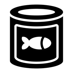 Icon of canned fish, representing preserved fish food in aquaculture or seafood industry.