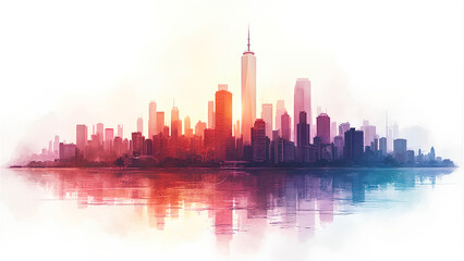 Obraz premium In the center of a plain white background a vibrant wallpaper art masterpiece showcases the stunning scene of The City of Awe