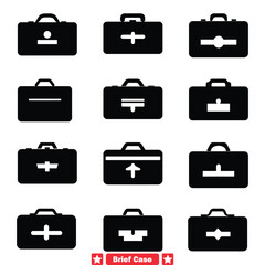 Executive Briefcase Vector Pack Sleek Silhouettes for Corporate Presentations and Business Graphics