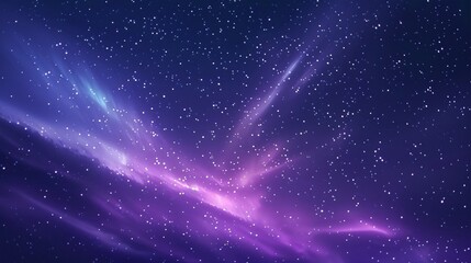 The night sky illuminated by vibrant purple northern lights, with a multitude of stars twinkling in the background. The vastness of the scene offers a sense of wonder and tranquility with plenty of