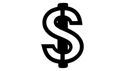Dollar Sign in Black and White with a Transparent Background