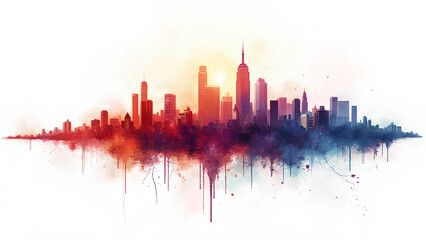 Obraz premium In the center of a plain white background a vibrant wallpaper art masterpiece showcases the stunning scene of The City of Awe