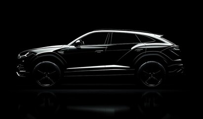 Black SUV on a black background.