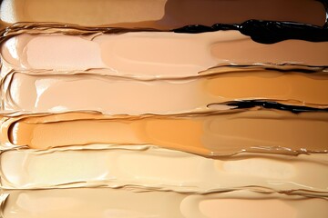 Palette of make-up foundation for different skin colors background