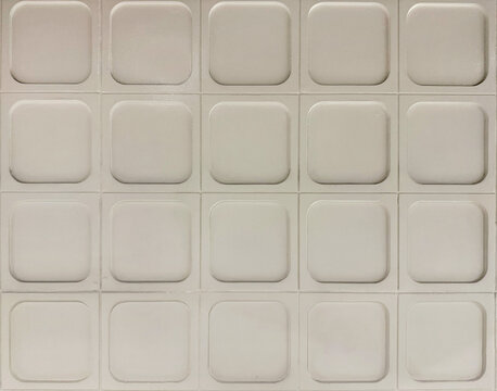 Series of 3D carved Shape of a square with Rounded edge corner, in white paint finish. Seamless texture 3d panel cut.