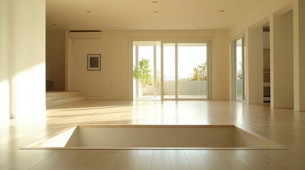 Obraz premium Modern Interior with a Rectangular Recess in the Floor