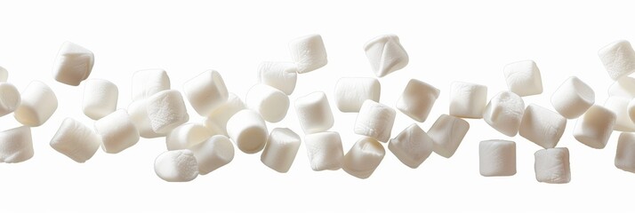 Marshmallows. Falling Fluffy Collection Isolated on White Background