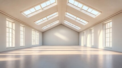 Empty Room with Skylights and Large Windows