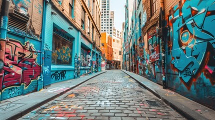 Fototapeta premium Colorful graffiti alleyway.