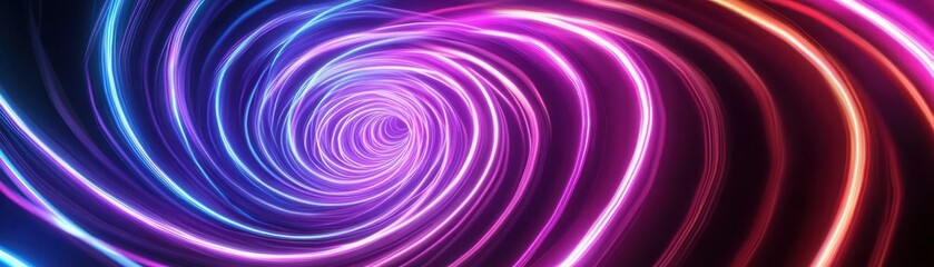 Pulsing neon spirals in chaotic electric motion, Abstract background, Dynamic, vibrant