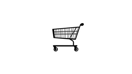 Black Shopping Cart 3D Model Isolated on Transparent Background PNG
