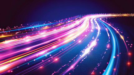 Sparkling Neon Light Trails on Dark Background