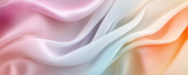 Obraz premium Soft pastel tones with smooth curved fabric shapes, ethereal abstract background