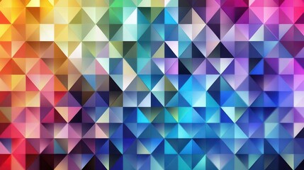 Fototapeta premium Triangular mosaic with prismatic hues, geometric pattern, abstract background, digital art