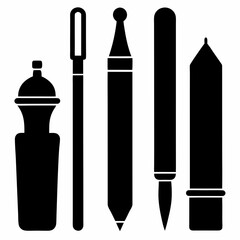 Set of pens silhouette vector illustration 
