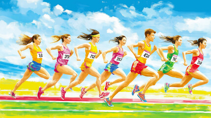 Obraz premium Runners on the Track