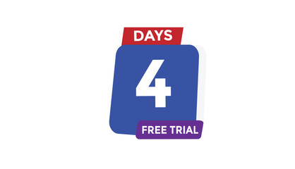 Fototapeta premium 4 days free trial Countdown number banner templates. time icon. Vector Illustration 
