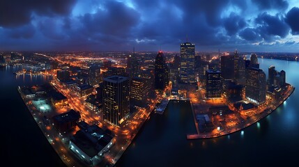 Naklejka premium Aerial photos of major cities in the United States, high-angle city architecture photos