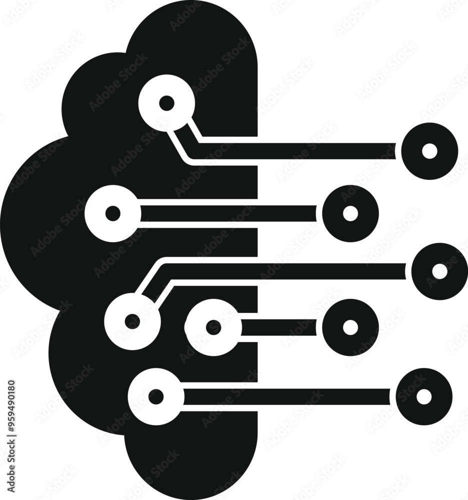 Poster this simple icon represents data storage using cloud computing and electronic circuits