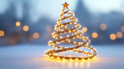 A beautifully designed Christmas tree adorned with glowing lights, creating a warm festive atmosphere during the holiday season.