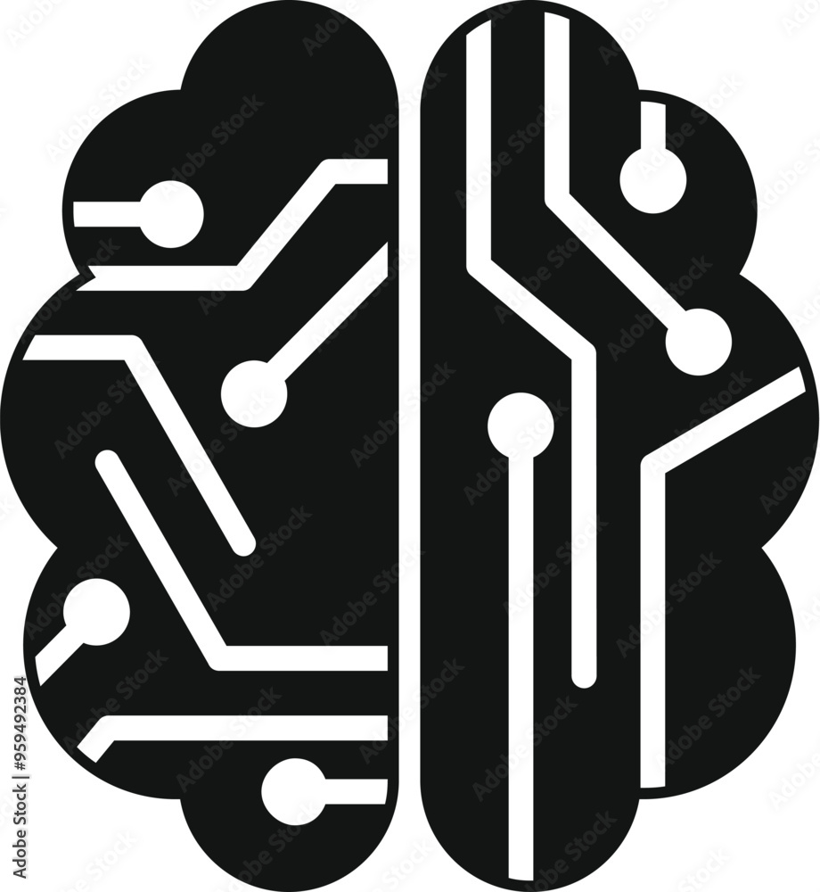 Poster electronic brain with circuit board texture representing artificial intelligence