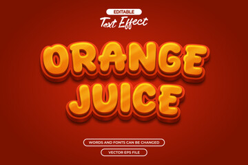 Orange juice editable text effect vector