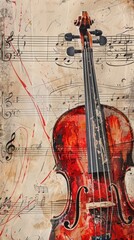 Fototapeta premium Abstract Violin with Music Sheet.