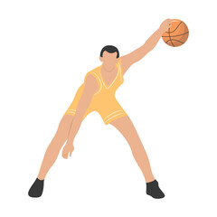 Basketball Player Pose Illustration. Isolated Vector Character in Flat Cartoon Style.