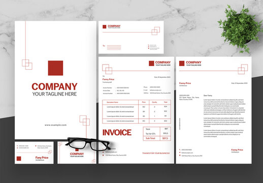 Red and White Stationery Set