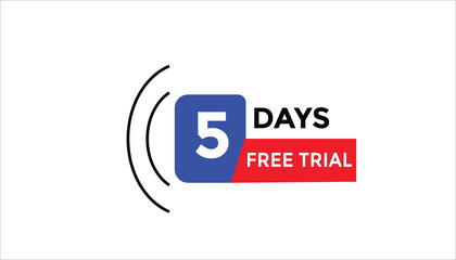 5 days free trial Countdown number banner templates. time icon. Vector Illustration 
