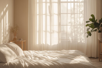 cozy bedroom with bed and warm light