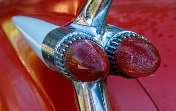 USA, Georgia, White, Old Car City. Close- up of tail light on vintage car. 