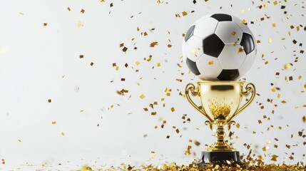 Soccer Ball on Golden Trophy