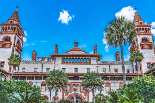 Courtyard, Flagler College, St. Augustine, Florida. Originally Ponce de Leon Hotel founded 1888 by industrialist railroad pioneer Henry Flagler