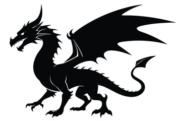 dragon silhouette vector illustration white background black 