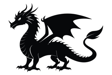 dragon silhouette vector illustration white background black 