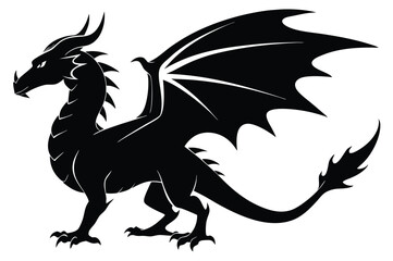 dragon silhouette vector illustration white background black 