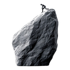 A determined figure climbing a steep rock, symbolizing perseverance and the struggle for achievement in challenging environments.