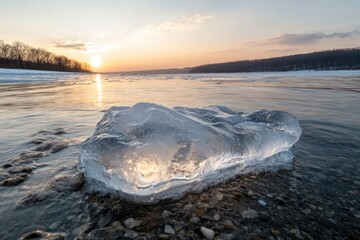 Naklejka premium River Ice Formation
