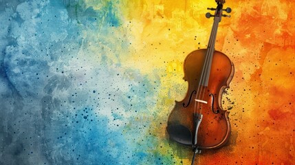 Violin on a colorful grunge background.