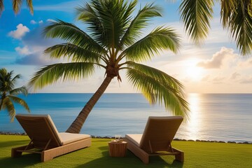 Charming Tropical Palm Tree Scene for Relaxation and Vacation