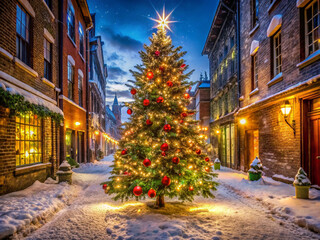 Fototapeta premium christmas tree in the city