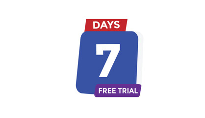 7 days free trial Countdown number banner templates. time icon. Vector Illustration 
