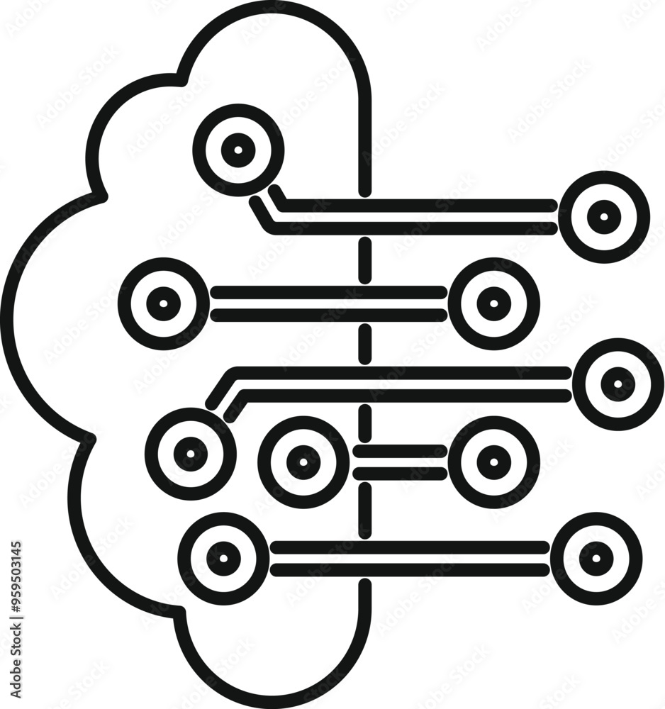 Poster electronic circuit board forming the shape of a cloud, representing cloud computing and data storage
