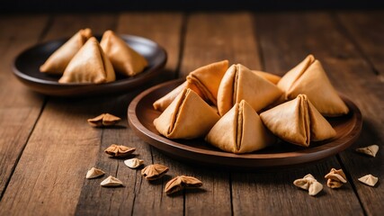 Fototapeta premium chinese dessert dish fortune cookies isolated on an aesthetic plating, concept for advertisement background