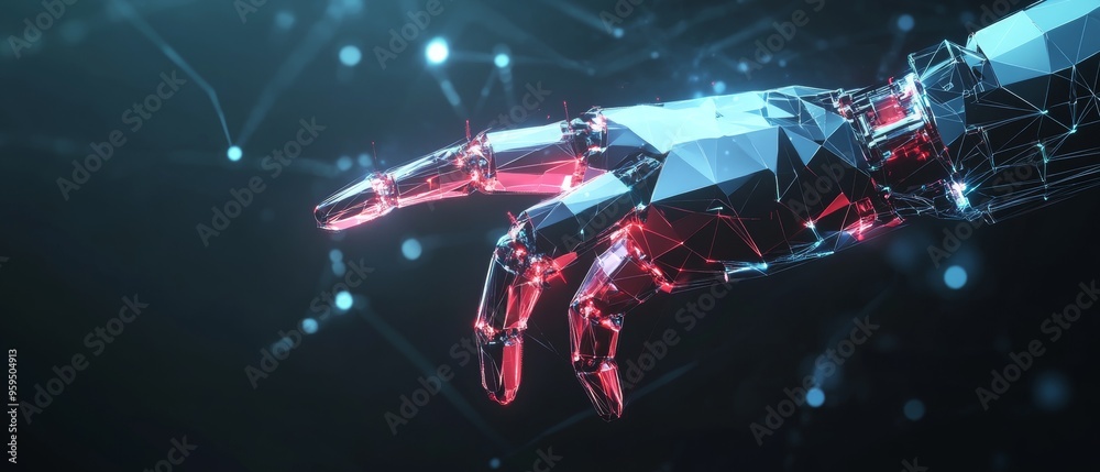 Aufkleber futuristic robotic arm hud background. low poly design for automation and ai