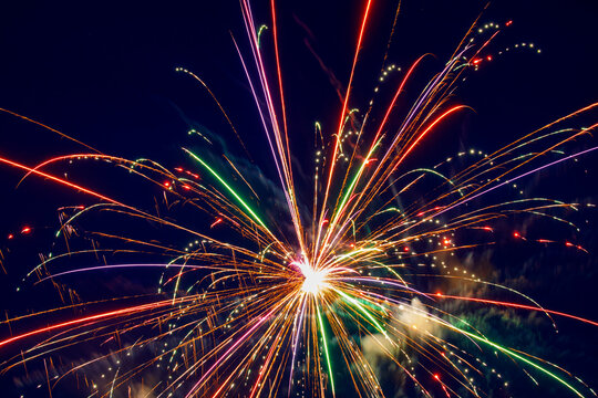 USA, Indiana, Carmel. Fourth of July fireworks. 